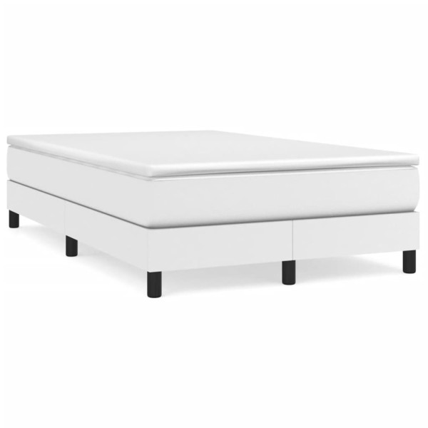 Cama box spring com colchão de couro sintético branco 120x190 cm D