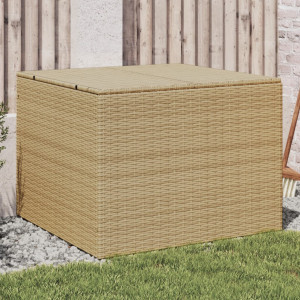 Caja de almacenaje de jardín ratán sintético beige mezcla 291L D