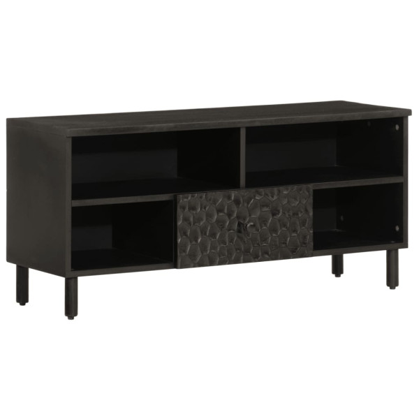 Mueble de TV madera maciza de mango negro 100x33x46 cm D