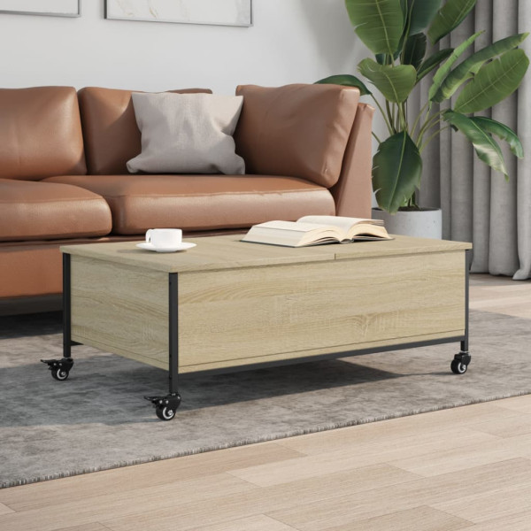 Mesa de centro con ruedas madera ingeniería Sonoma 91x55x34 cm D