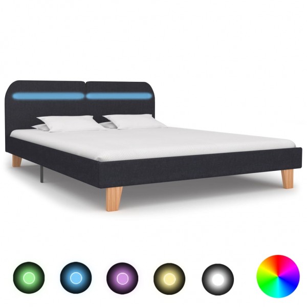 Estructura de cama con LED tela gris oscuro 180x200 cm D