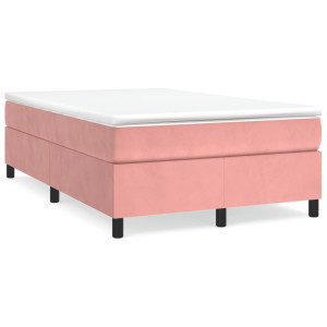 Cama box spring con colchón terciopelo rosa 120x190 cm D