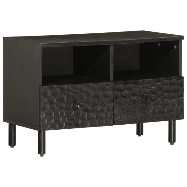 Mueble de TV madera maciza de mango negro 70x33x46 cm D