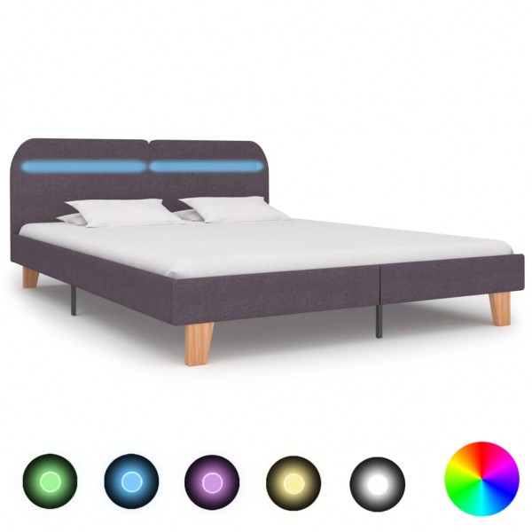 Estrutura de cama com LED tecido cinza topo 160x200 cm D