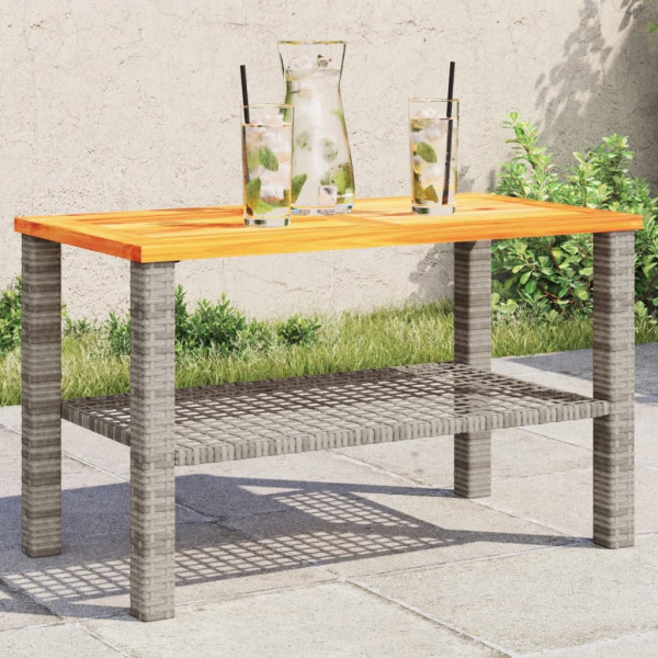 Mesa de jardim rattan sintético madeira acácia cinza 70x38x42 cm D