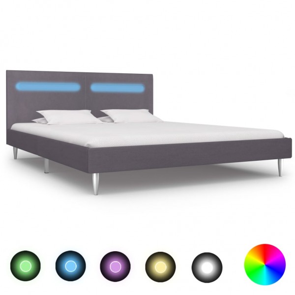 Estructura de cama con LED tela gris 180x200 cm D