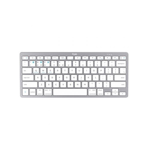 Teclado compacto inalámbrico por bluetooth trust 24654/ plata D