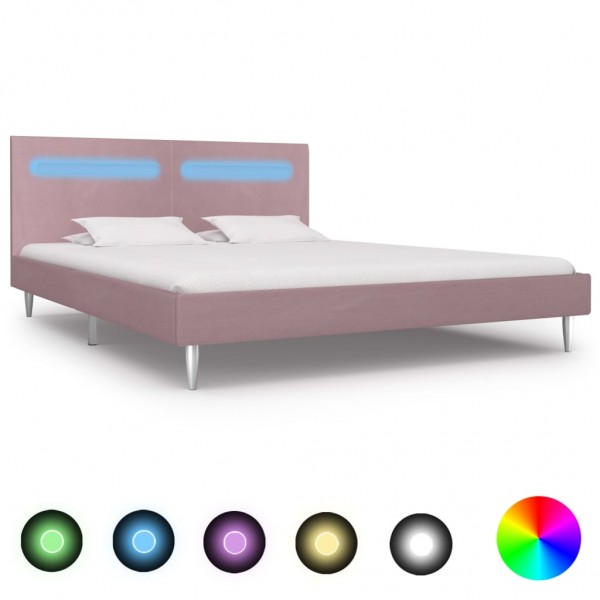Estructura de cama con LED tela rosa 180x200 cm D