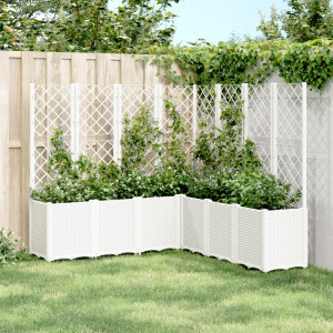 Jardinera con enrejado PP blanco 160x160x140 cm D