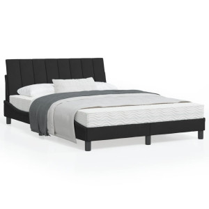 Estructura de cama con cabecero de terciopelo negro 140x200 cm D