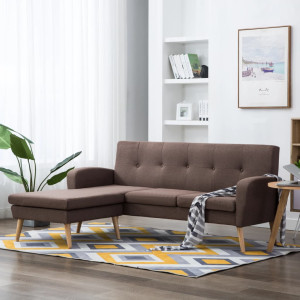 Sofá con forma de L tapizado de tela marrón 186x136x79 cm D