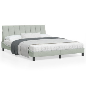 Estructura de cama con cabecero terciopelo gris claro 160x200cm D