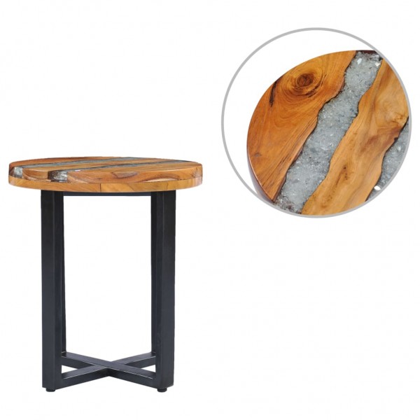Mesa de centro de madera maciza de teca y polirresina 40x45 cm D