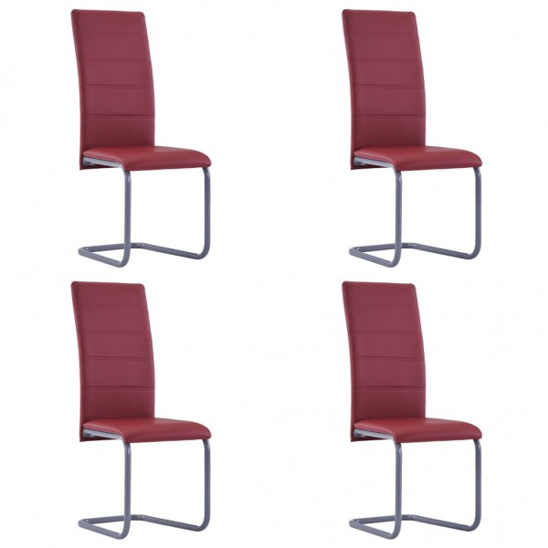 Cadeiras de jantar 4 unidades de couro sintético vermelho D