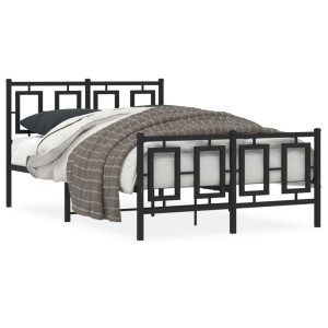 Estructura de cama cabecero y estribo metal negro 120x200 cm D