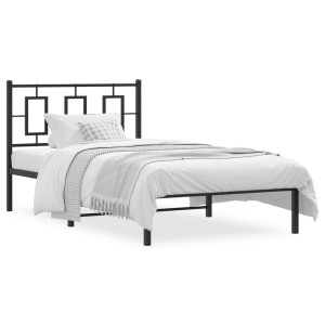 Estructura de cama con cabecero metal negro 100x200 cm D