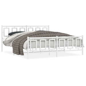 Estructura cama metal con cabecero y estribo blanco 180x200 cm D