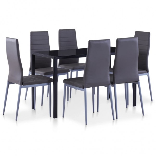 Conjunto de mesa de jantar e cadeiras cinza de 7 peças D