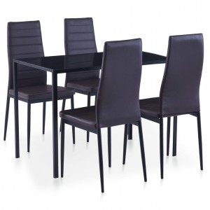 Conjunto de mesa de jantar e cadeiras marrom de 5 peças D