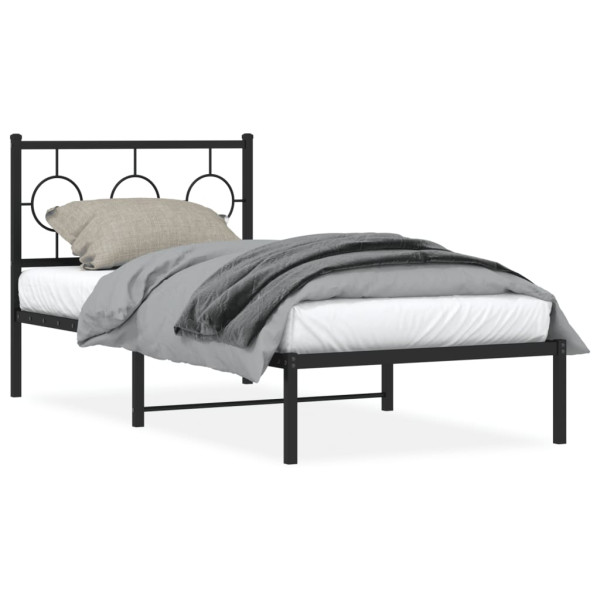 Estructura de cama con cabecero metal negro 90x200 cm D