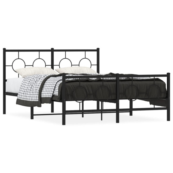 Cabeceira e estrado de cama em metal preto 140x190 cm D