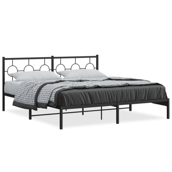 Estrutura de cama com cabeçalho metálico preto 183x213 cm D