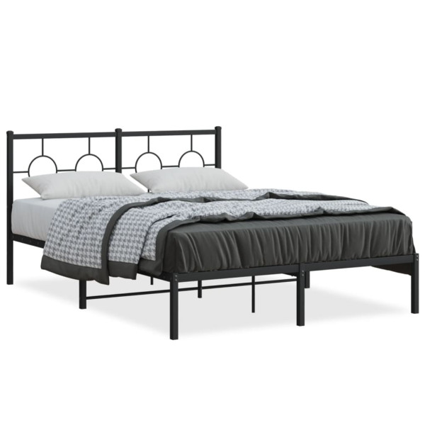 Estrutura de cama com cabeçote de metal preto 135x190 cm D