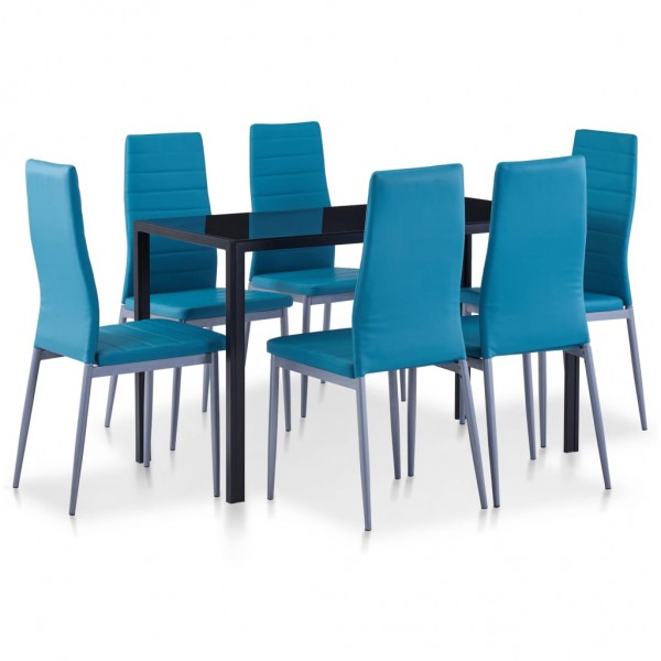 Conjunto de mesa e cadeiras de jantar 7 peças azuis D