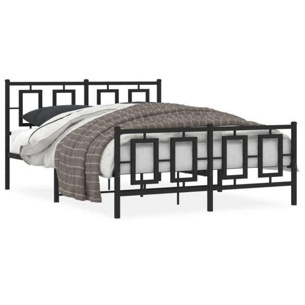 Estructura de cama cabecero y estribo metal negro 140x200 cm D