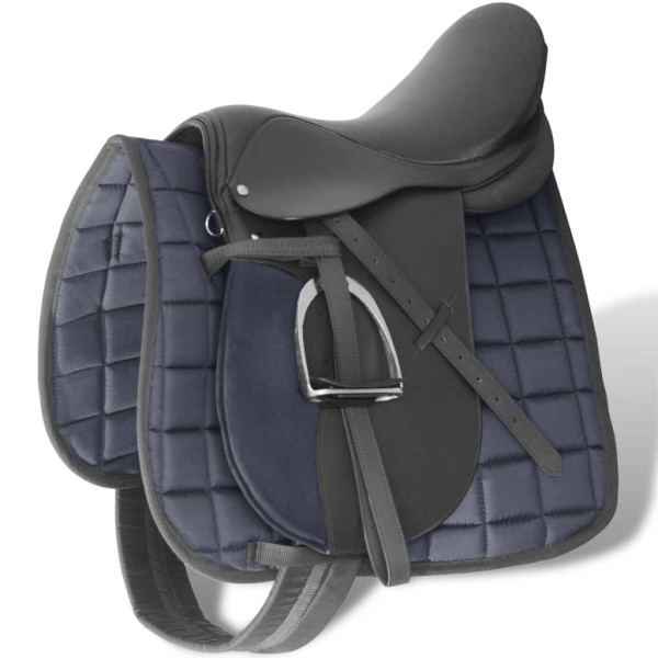 Set de montura de caballo de 16 y cuero negro 14 cm. 5 en 1 D