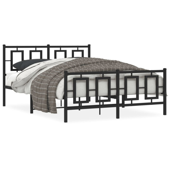 Estructura de cama cabecero y estribo metal negro 140x190 cm D