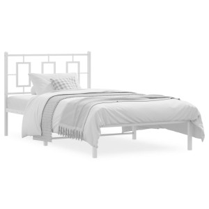 Estructura de cama de metal con cabecero blanco 100x190 cm D