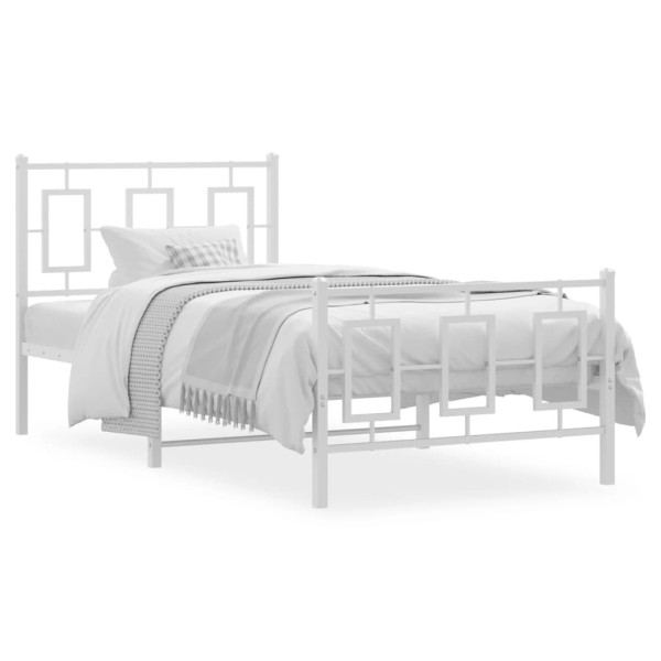 Estrutura de cama de metal com cabeçalho e pé cama branca 90x200 cm D