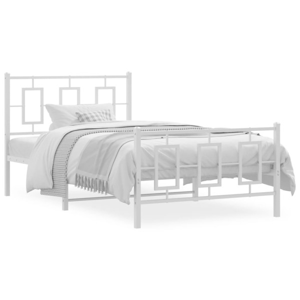 Estrutura de cama de metal com cabeçalho e pé cama branca 100x200 cm D