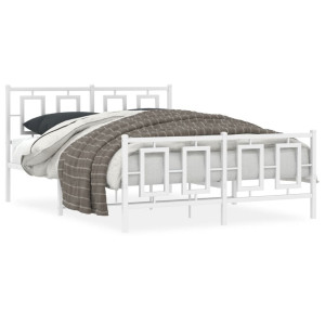 Estructura cama metal cabecero y estribo blanco 140x190 cm D