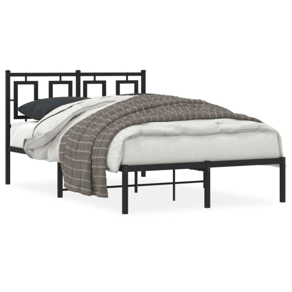 Estrutura de cama com cabeceira de metal preto 120x190 cm D