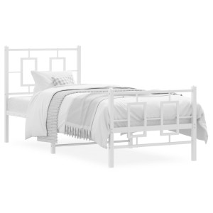 Estructura cama metal con cabecero y pie cama blanca 80x200 cm D