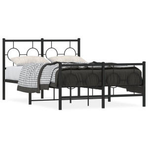 Estructura de cama con cabecero y pie metal negro 120x190 cm D