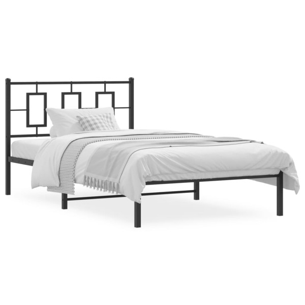 Estrutura de cama com cabeceira de metal preto 107x203 cm D