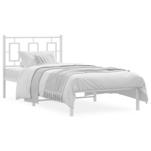 Estructura de cama de metal con cabecero blanco 90x190 cm D