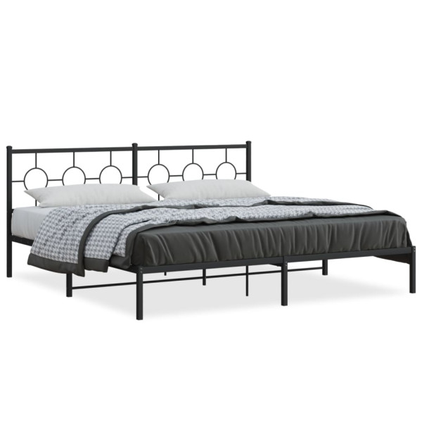 Estrutura de cama com cabeceira de metal preto 193x203 cm D