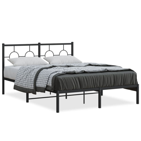 Estrutura de cama com cabeceira de metal preto 140x190 cm D