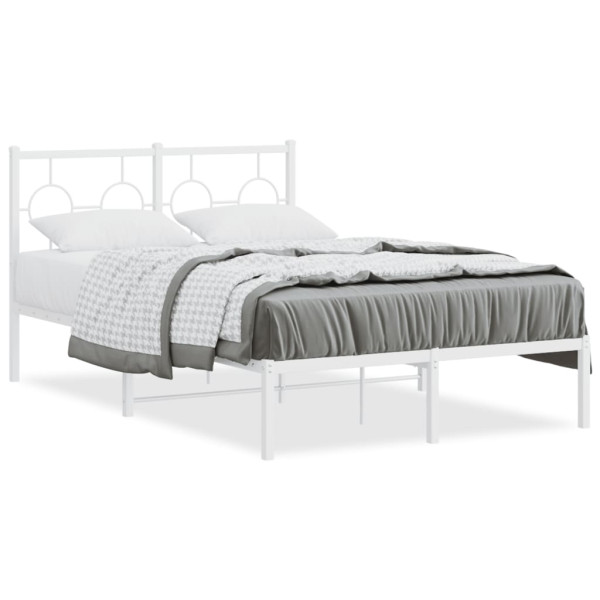 Estrutura de cama de metal com cabeçote branco 120x190 cm D