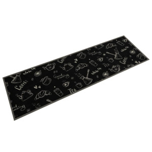 Alfombra de cocina lavable terciopelo negro Morning 45x150 cm D