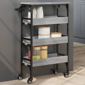 Carrito de cocina madera de ingeniería gris Sonoma 53x20x76 cm D