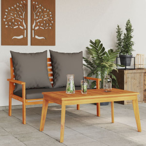 Set de muebles de jardín con cojines madera maciza acacia D