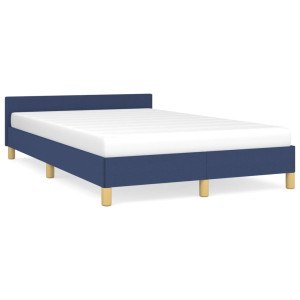 Estructura de cama con cabecero tela azul 120x190 cm D