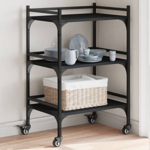 Carrito de cocina madera de ingeniería negro 50x35x75.5 cm D