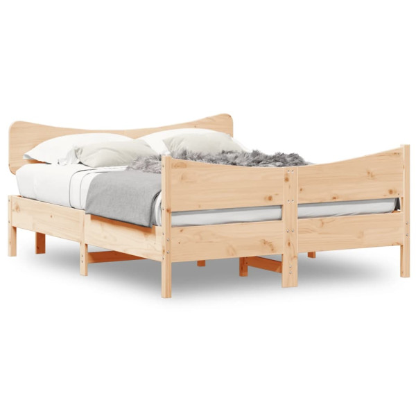 Estrutura de cama com cabeçalho de madeira maciça 135x190 cm D