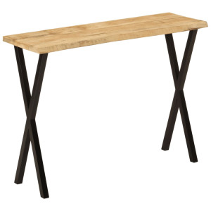 Mesa de console com borda natural punho de madeira maciça 105x33x76 cm D